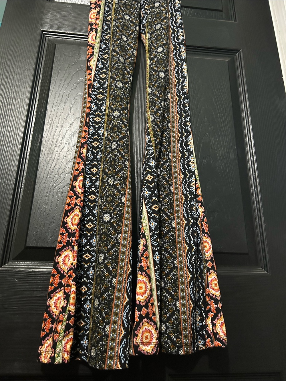 Women's Black Floral Boho Pants